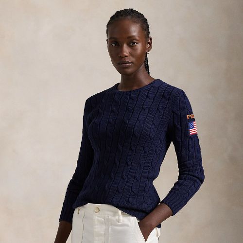 Pull torsadé à patch drapeau en coton - Polo Ralph Lauren - Modalova