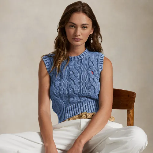 Pull débardeur torsadé Cropped Fit coton - Polo Ralph Lauren - Modalova