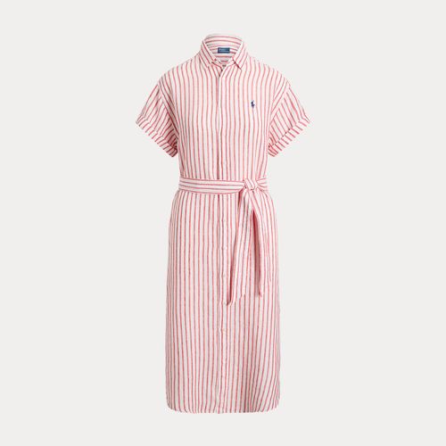 Robe-chemise rayée à manches courtes lin - Polo Ralph Lauren - Modalova