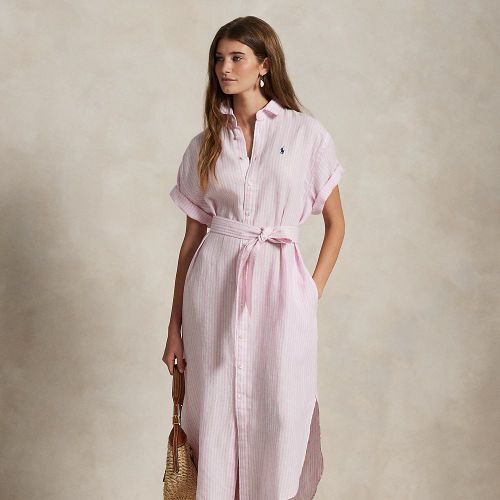 Robe-chemise rayée à manches courtes lin - Polo Ralph Lauren - Modalova
