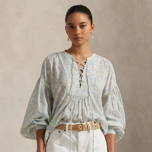 Blouse lacée en coton fleuri - Polo Ralph Lauren - Modalova
