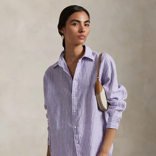 Chemise Oversize Fit rayée en lin - Polo Ralph Lauren - Modalova