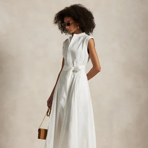 Robe trapèze ceinturée en coton - Polo Ralph Lauren - Modalova