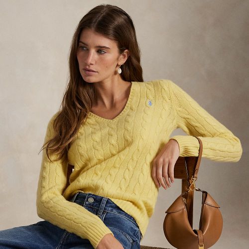 Pull col en V torsadé laine-cachemire - Polo Ralph Lauren - Modalova
