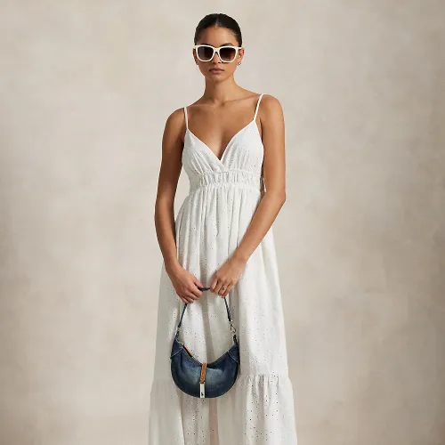 Robe brodée sans manches en voile - Polo Ralph Lauren - Modalova