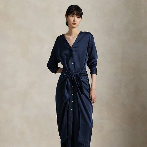 Robe-chemise portefeuille nouée en satin - Polo Ralph Lauren - Modalova