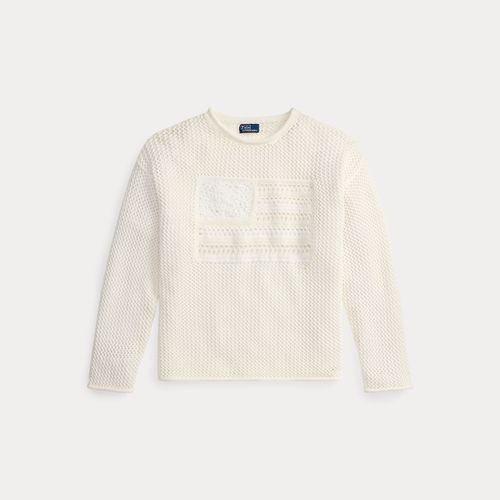 Pull en pointelle à drapeau ton sur ton - Polo Ralph Lauren - Modalova