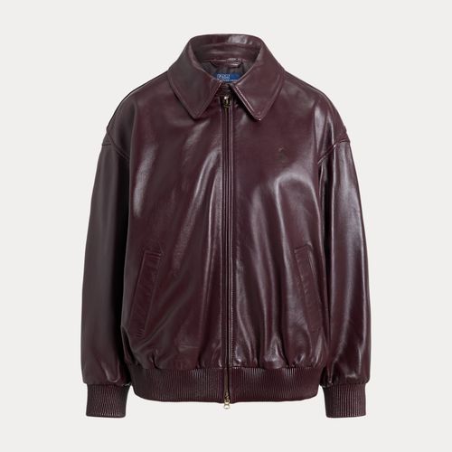 Veste bouffante zippée en cuir - Polo Ralph Lauren - Modalova