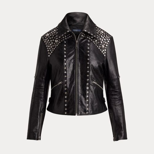 Veste moto cloutée en cuir - Polo Ralph Lauren - Modalova