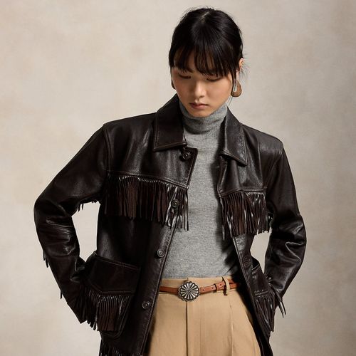 Veste en cuir à bordure frangée - Polo Ralph Lauren - Modalova