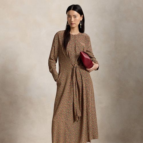 Robe fleurie à devant lacé en crêpe - Polo Ralph Lauren - Modalova