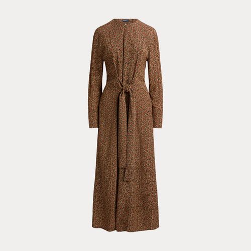 Robe fleurie à devant lacé en crêpe - Polo Ralph Lauren - Modalova