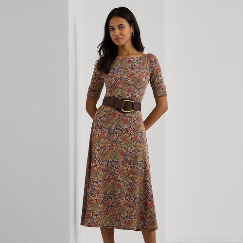 Robe mi-longue fleurie en coton stretch - Lauren - Modalova