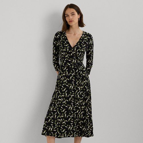 Robe fleurie col V croisé jersey stretch - Lauren - Modalova