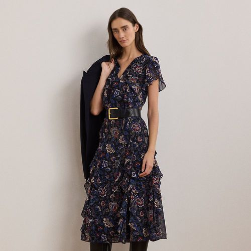 Robe volantée en georgette fleurie - Lauren - Modalova