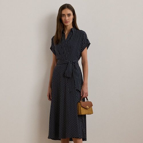 Robe à pois ceinturée en crêpe - Lauren - Modalova