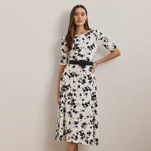 Robe mi-longue fleurie en coton stretch - Lauren - Modalova