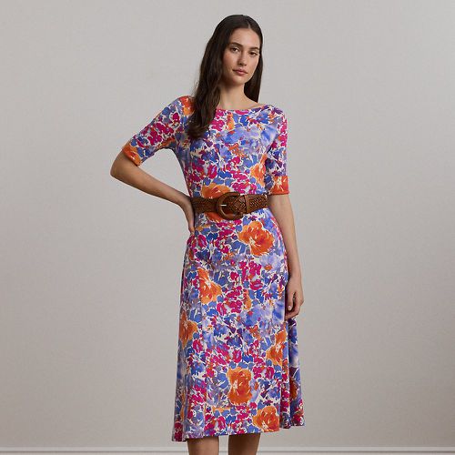 Robe mi-longue fleurie en coton stretch - Lauren - Modalova