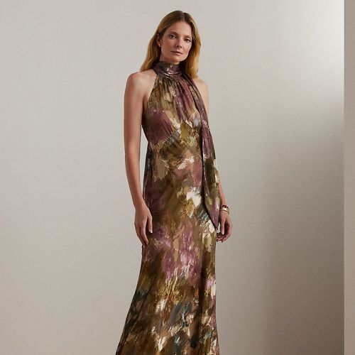 Robe dos nu fleurie en satin dévoré - Lauren - Modalova