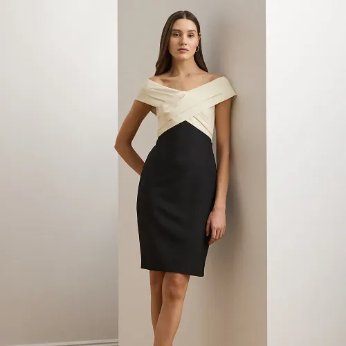 Robe cocktail bicolore épaules dégagées - Lauren - Modalova