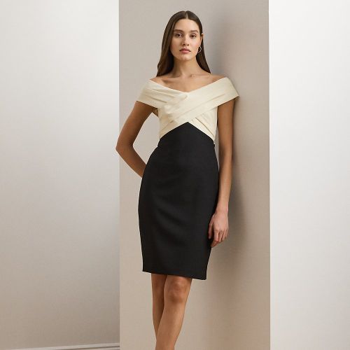 Robe cocktail bicolore épaules dégagées - Lauren - Modalova