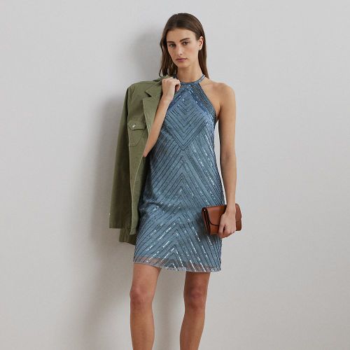 Robe de cocktail dos nu perlée en piqué - Lauren - Modalova