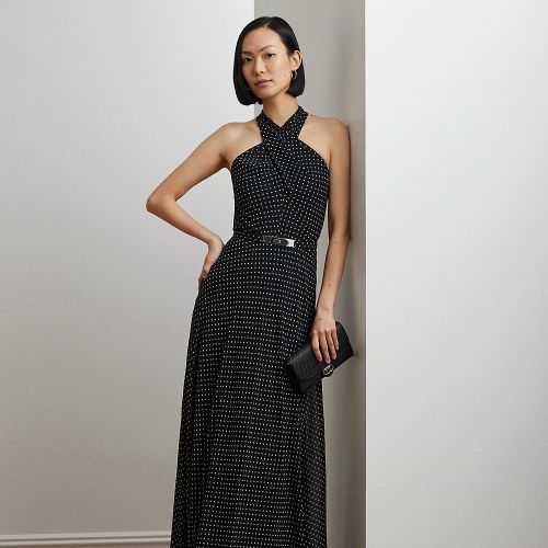 Robe dos nu ceinturée à motif pois - Lauren - Modalova