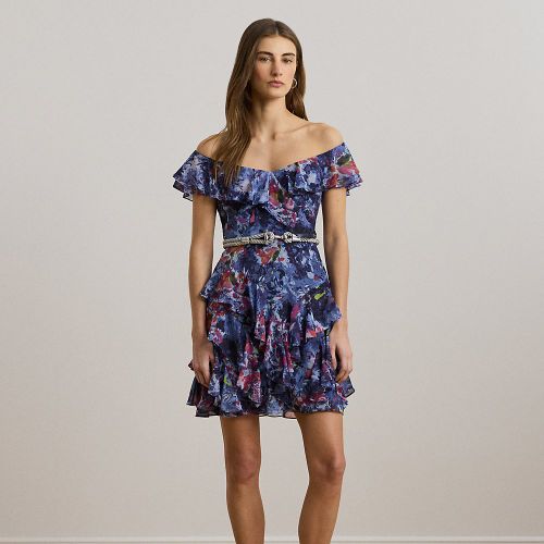 Robe de cocktail épaules dégagées motif - Lauren - Modalova