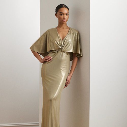 Robe cape torsadée métallisée en jersey - Lauren - Modalova