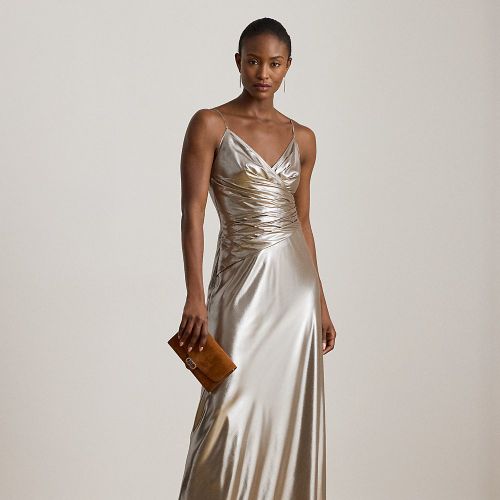 Robe plissée mousseline soie métallisée - Lauren - Modalova