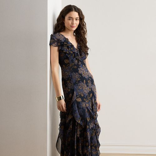 Robe volantée en georgette fleurie - Lauren - Modalova