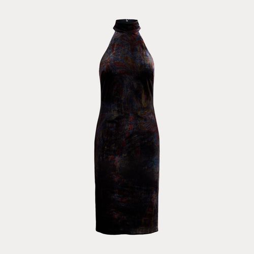 Robe cocktail col cheminée motif velours - Lauren - Modalova