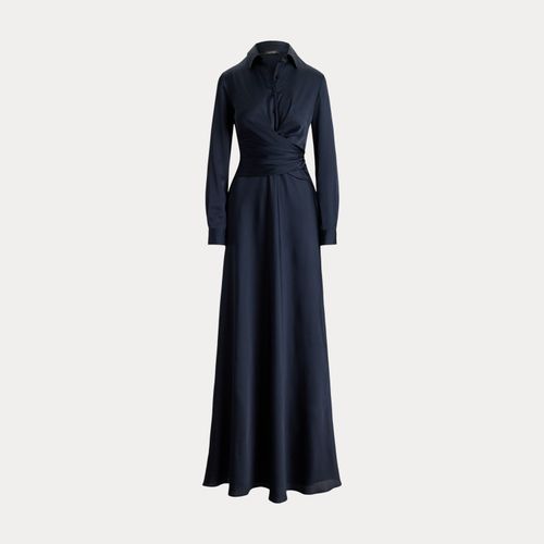 Robe plissée et boutonnée en charmeuse - Lauren - Modalova