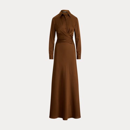 Robe plissée et boutonnée en charmeuse - Lauren - Modalova