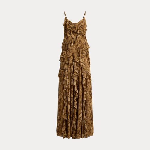 Robe volantée en georgette motif python - Lauren - Modalova