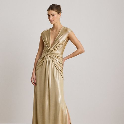 Robe métallisée et croisée à mancherons - Lauren - Modalova