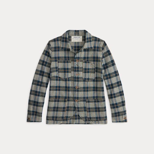 Veste en coton et lin écossais indigo - RRL - Modalova