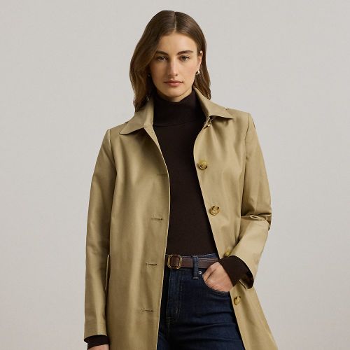 Petite - Trench balmacaan à capuche coton mélangé - Lauren Petite - Modalova