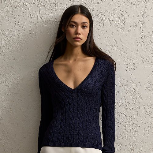 Pull col en V torsadé en soie - Collection - Modalova