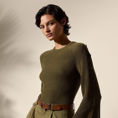 Pull côtelé boutonné en laine et soie - Collection - Modalova