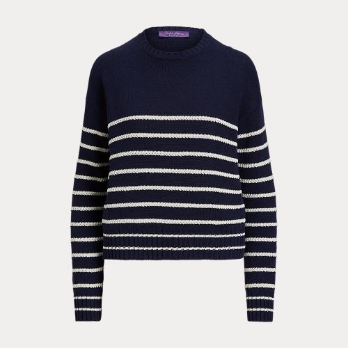 Pull col rond rayé en soie et lin - Collection - Modalova