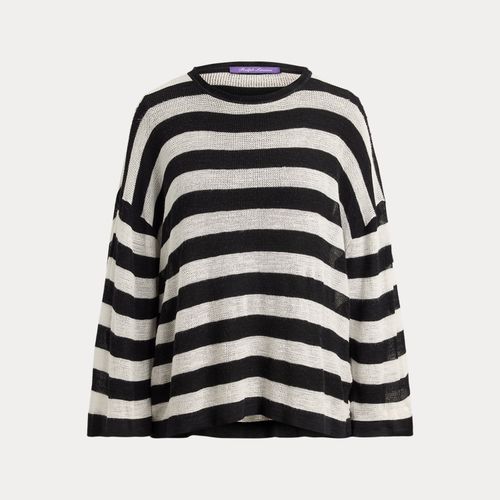 Pull col rond rayé en soie et lin - Collection - Modalova