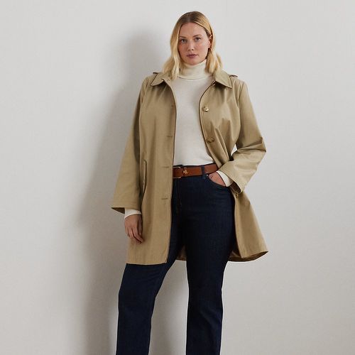 Grandes Tailles - Manteau à capuche bordé de cuir vegan - Lauren Curve - Modalova