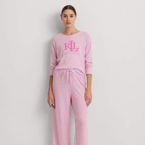 Pyjama rayé en jersey de coton mélangé - Lauren - Modalova