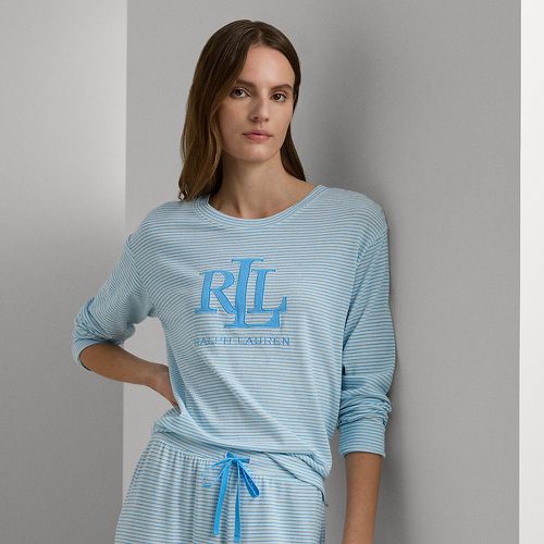 Pyjama rayé en jersey de coton mélangé - Lauren - Modalova