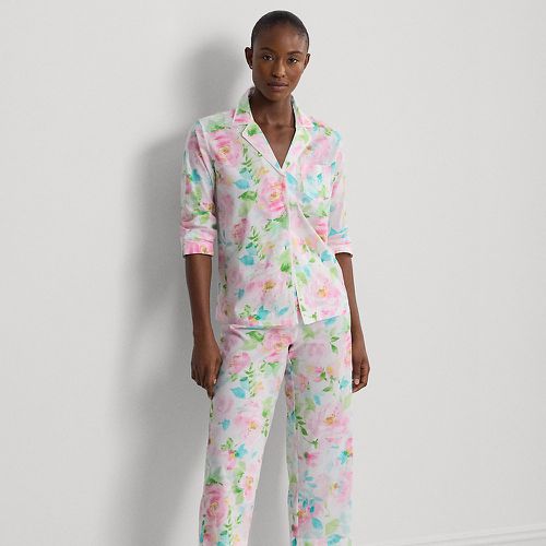Pyjama capri fleuri en linon de coton - Lauren - Modalova