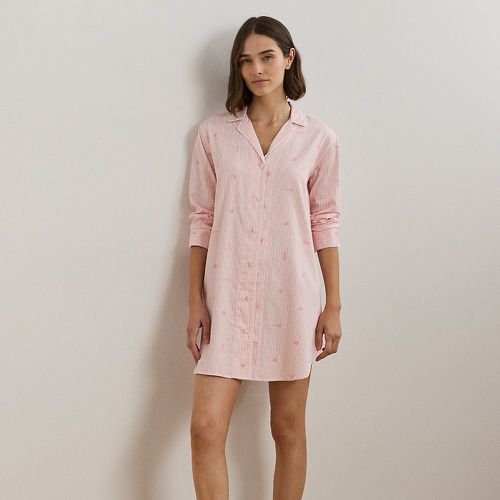 Chemise de nuit rayée logo en satinette - Lauren - Modalova