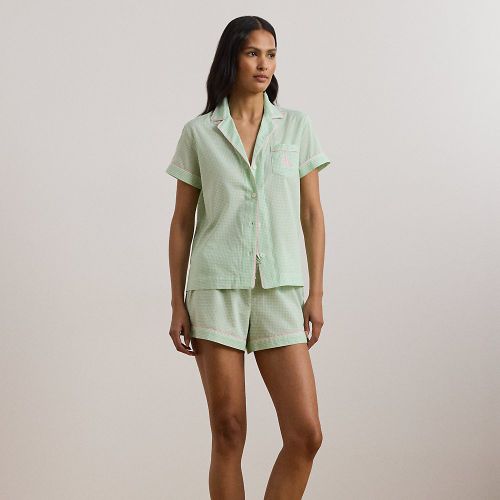 Pyjama short en linon à motif vichy - Lauren - Modalova
