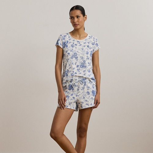 Pyjama boxer rayé bordé de dentelle - Lauren - Modalova