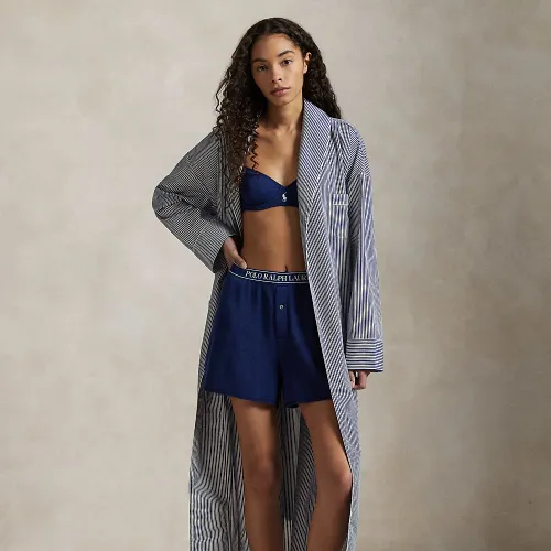 Peignoir rayé en popeline de coton - Polo Ralph Lauren - Modalova